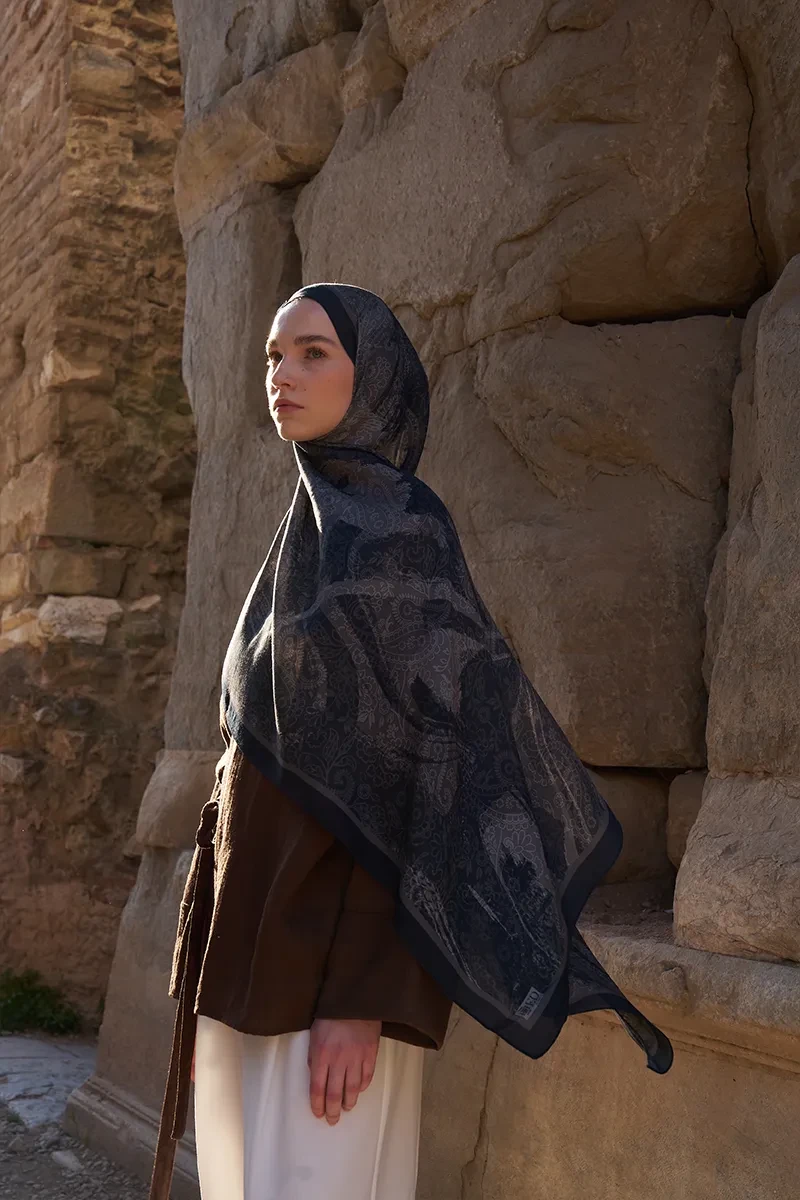 Sunrise Rüya Desen Şal - Siyah - 4