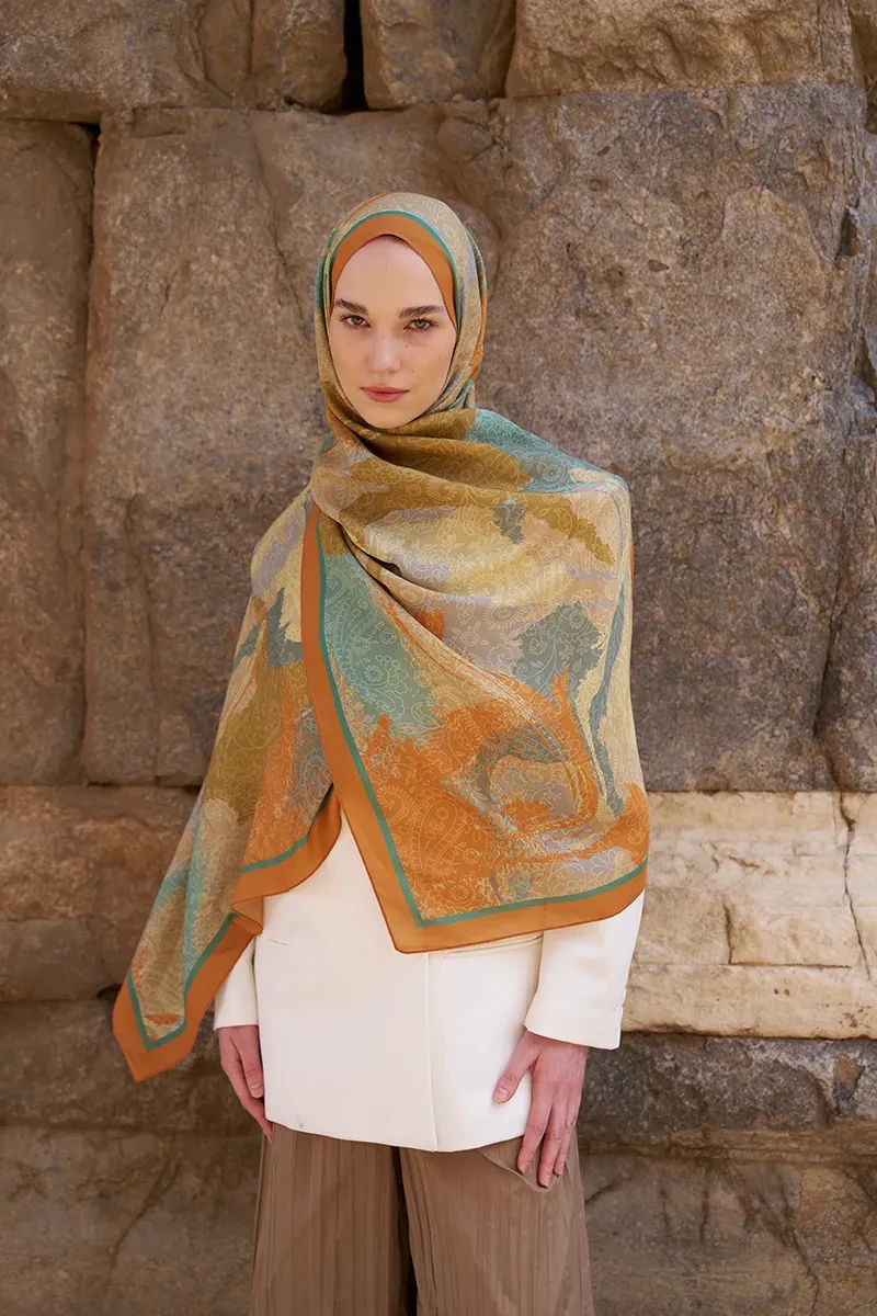 Sunrise Rüya Desen Şal - Turuncu - ED SCARF