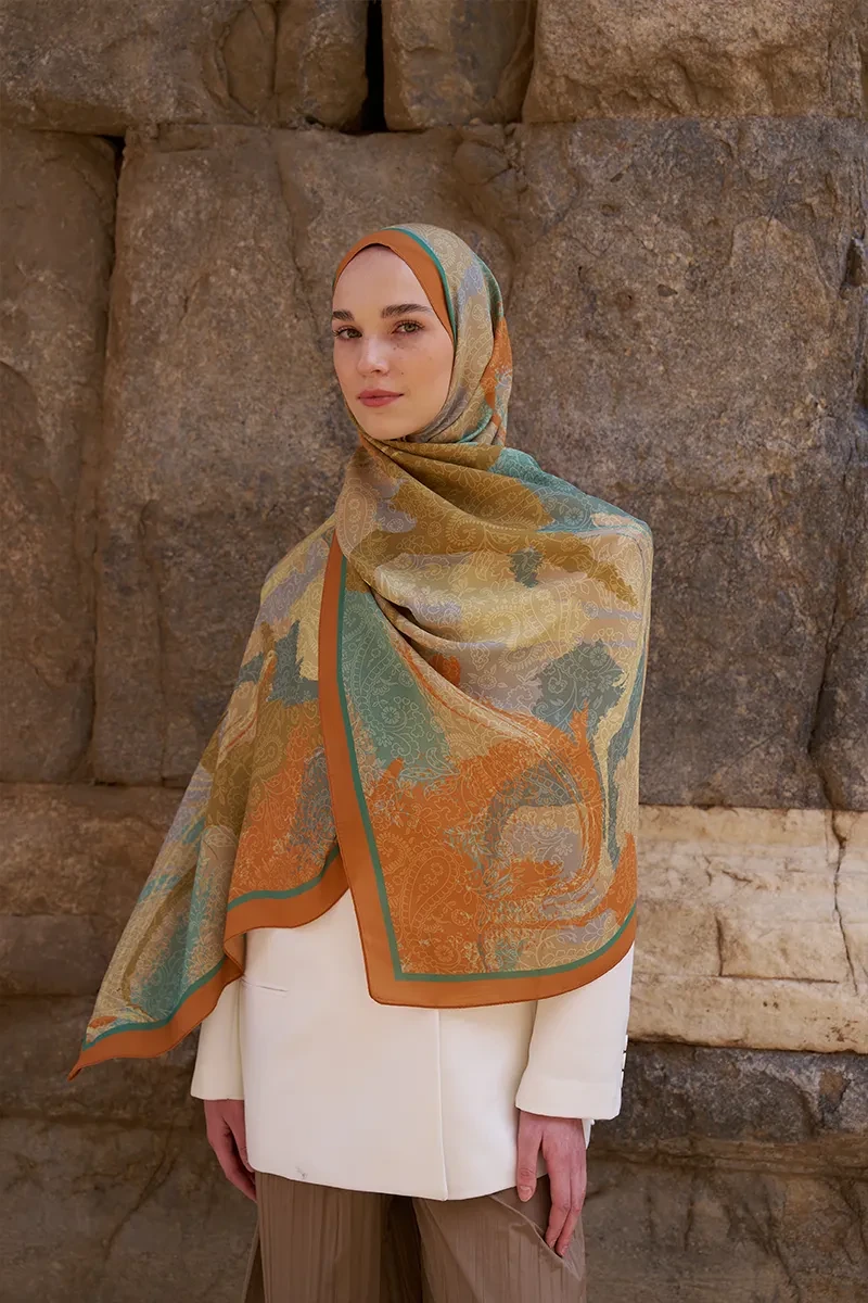 Sunrise Rüya Desen Şal - Turuncu - ED SCARF