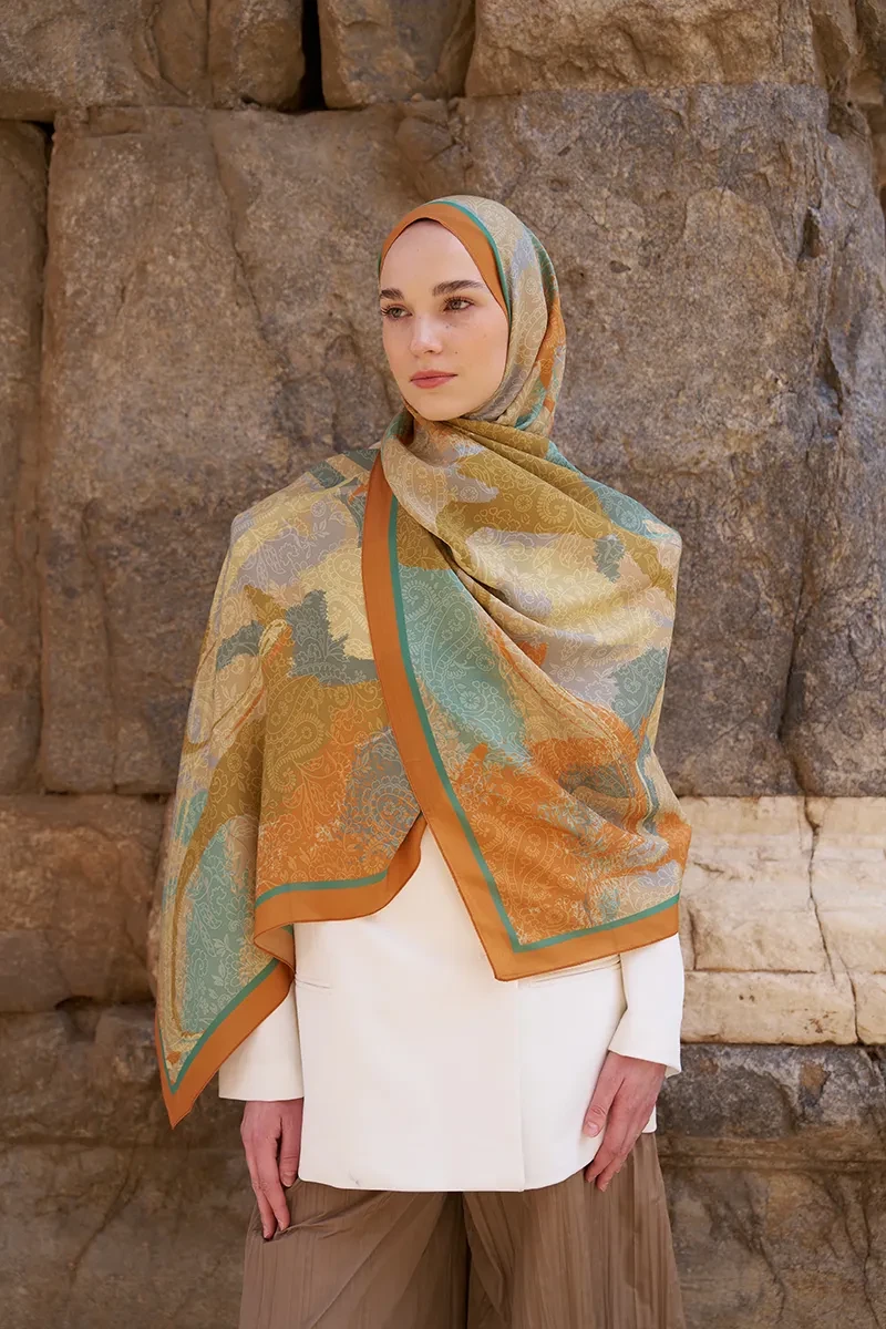 Sunrise Rüya Desen Şal - Turuncu - ED SCARF