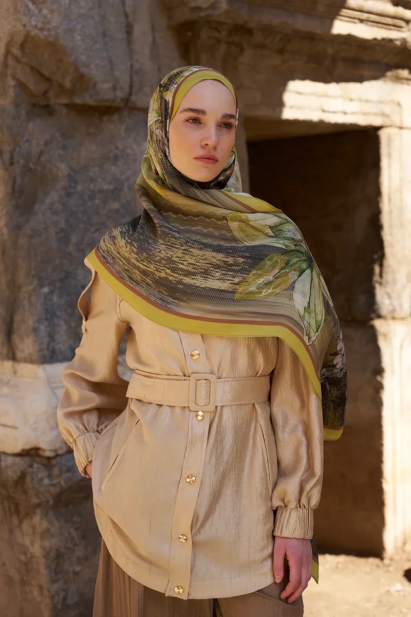 Sunrise Zambak Desen Şal - Sarı - 4