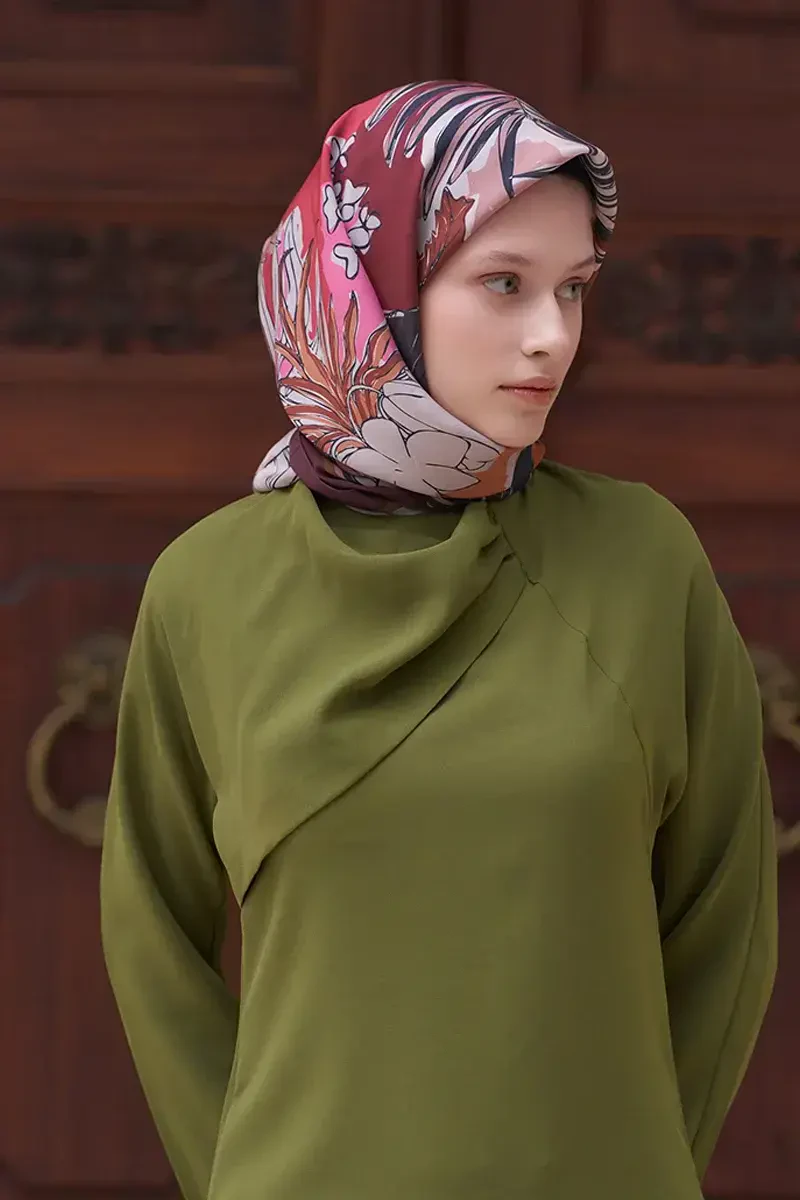 Tuval Desen Modal Eşarp - Bordo - ED Scarf