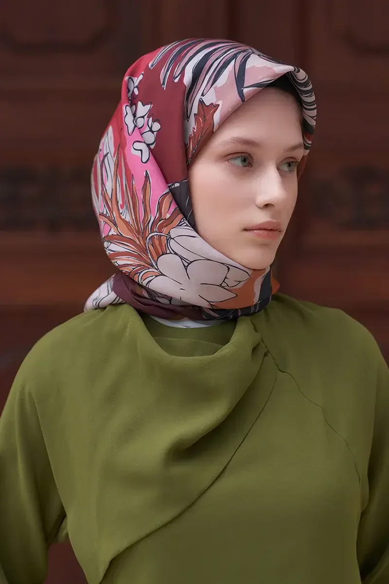 Tuval Desen Modal Eşarp - Bordo - ED Scarf