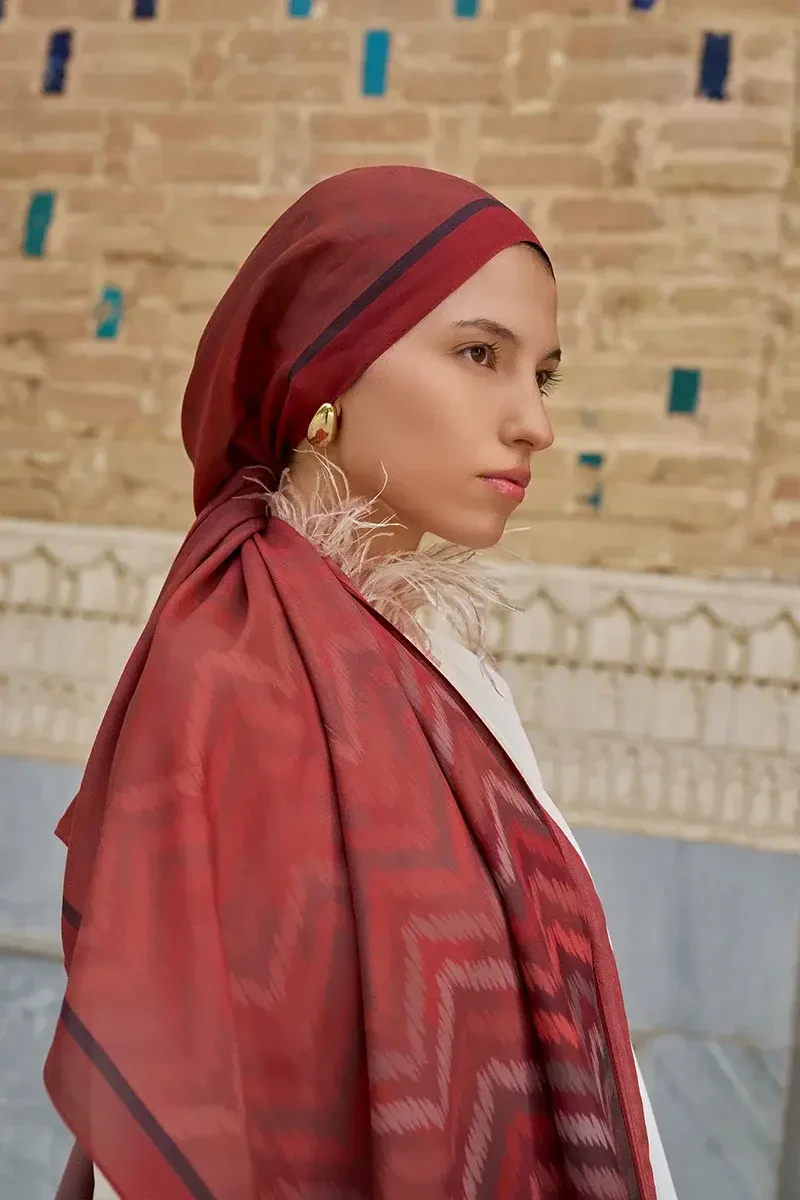 Velisse Floş Viskon Şal - Bordo - ED SCARF