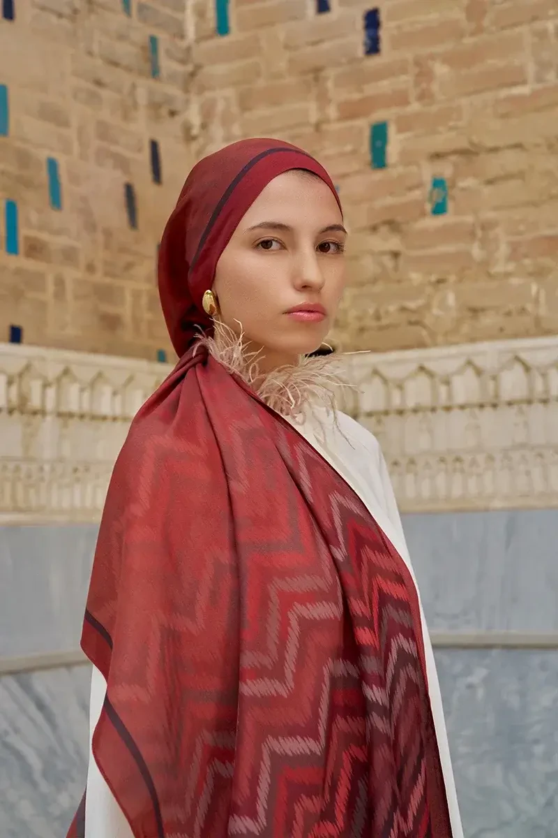 Velisse Floş Viskon Şal - Bordo - ED SCARF