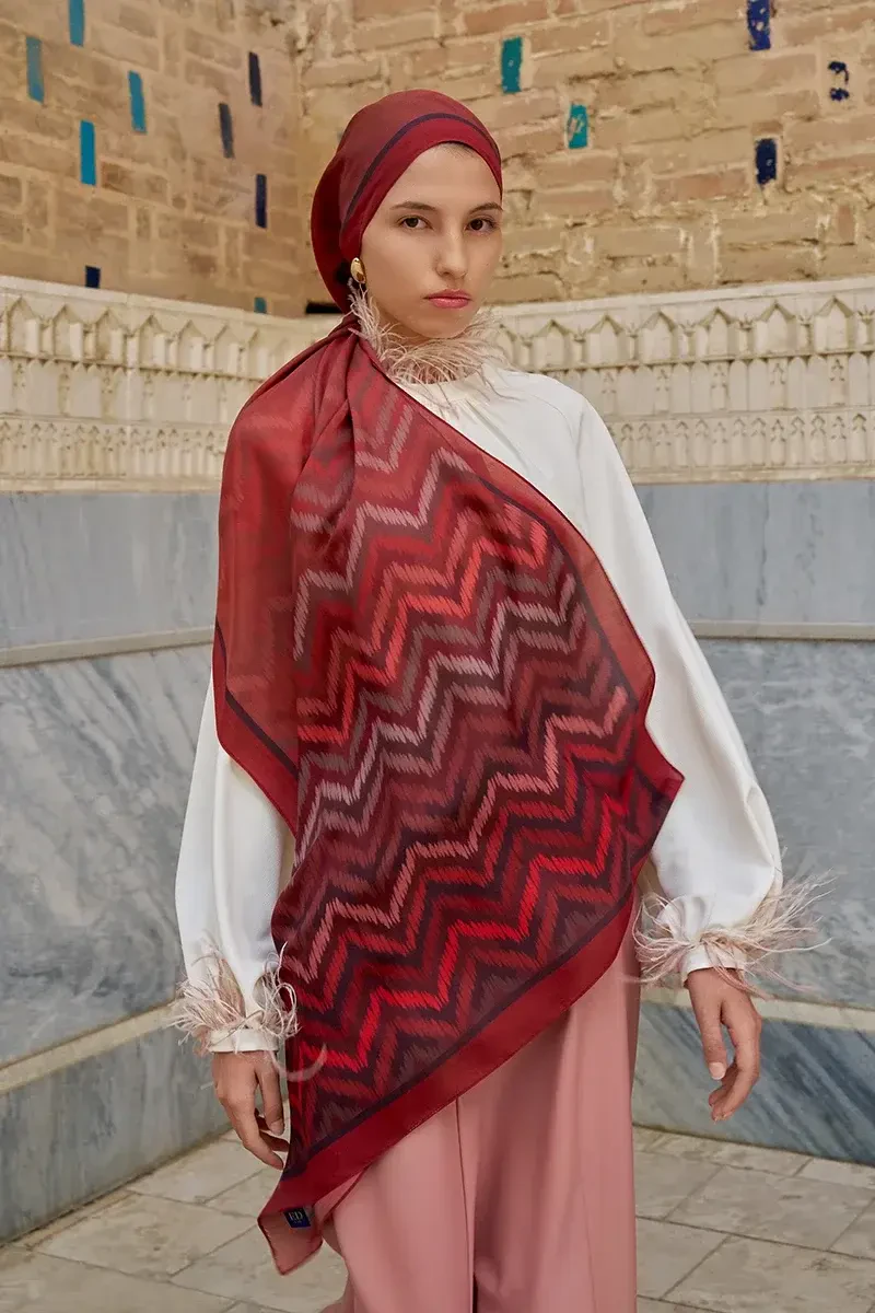 Velisse Floş Viskon Şal - Bordo - ED SCARF