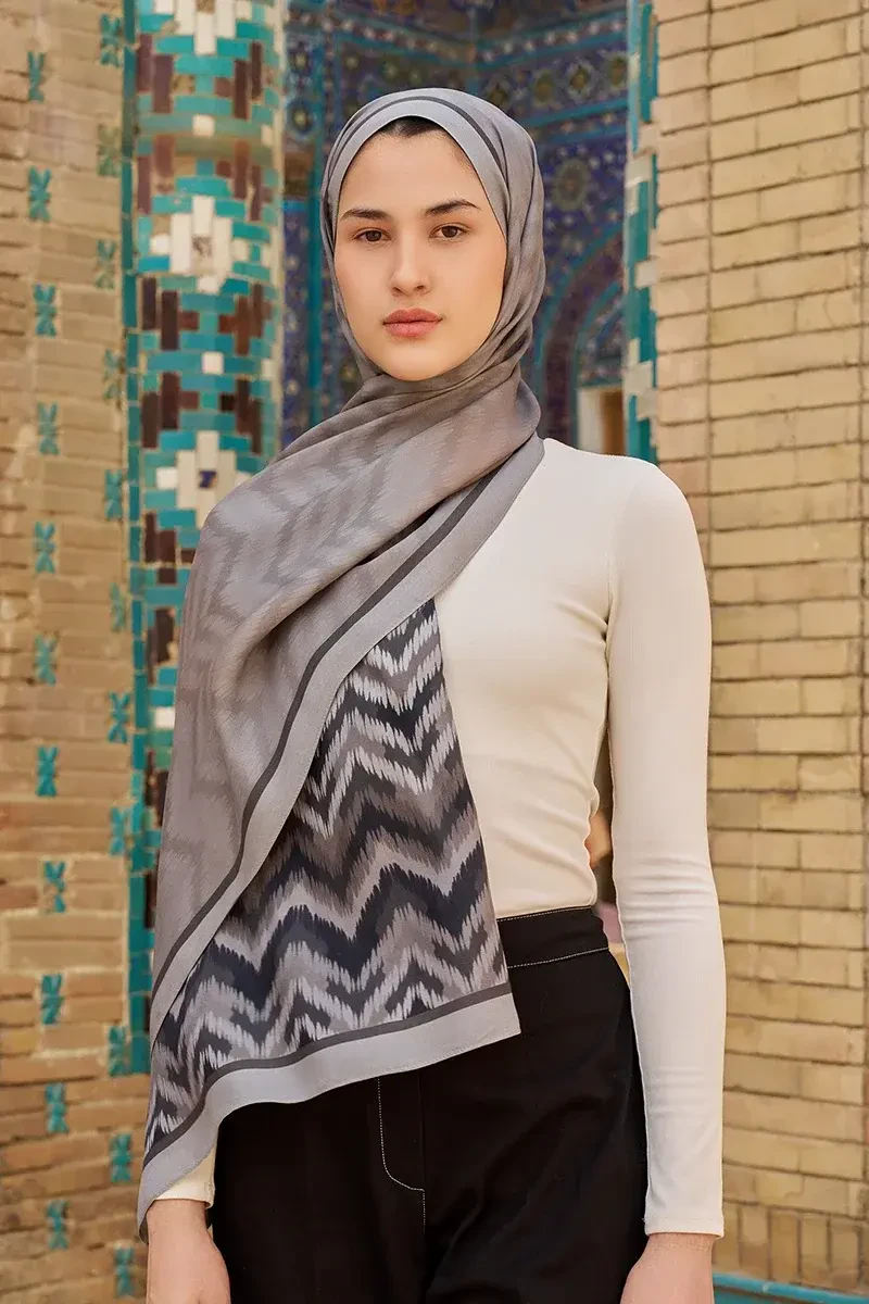 Velisse Floş Viskon Şal - Gri - 3