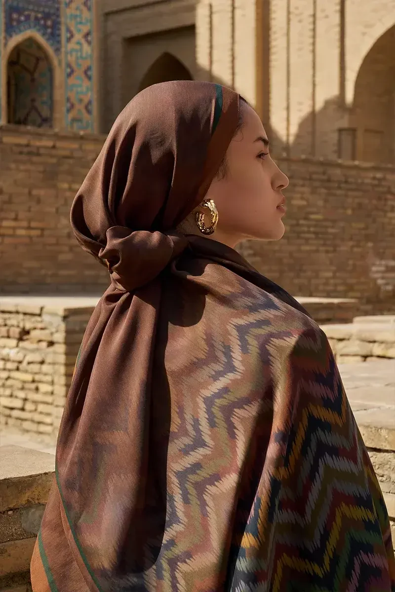 Velisse Floş Viskon Şal - Kahverengi - ED SCARF