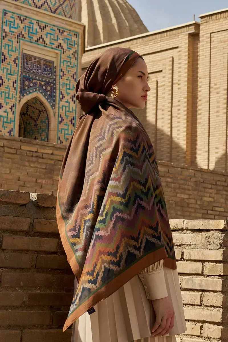 Velisse Floş Viskon Şal - Kahverengi - ED SCARF