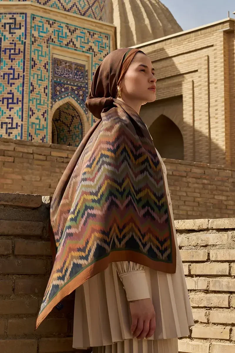 Velisse Floş Viskon Şal - Kahverengi - 3