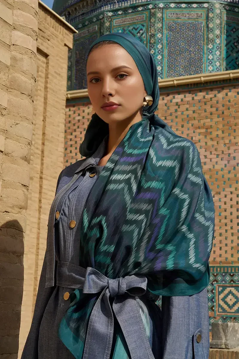 Velisse Floş Viskon Şal - Petrol - ED SCARF