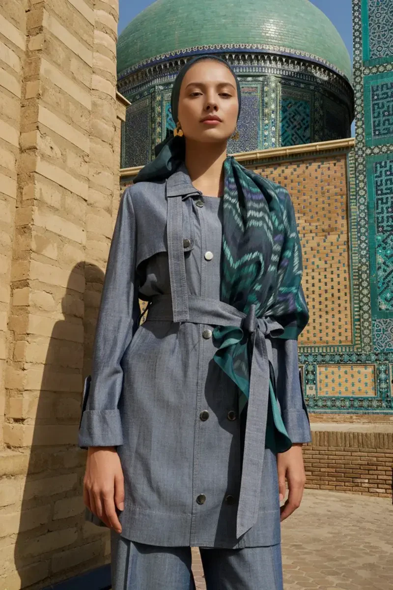 Velisse Floş Viskon Şal - Petrol - 2