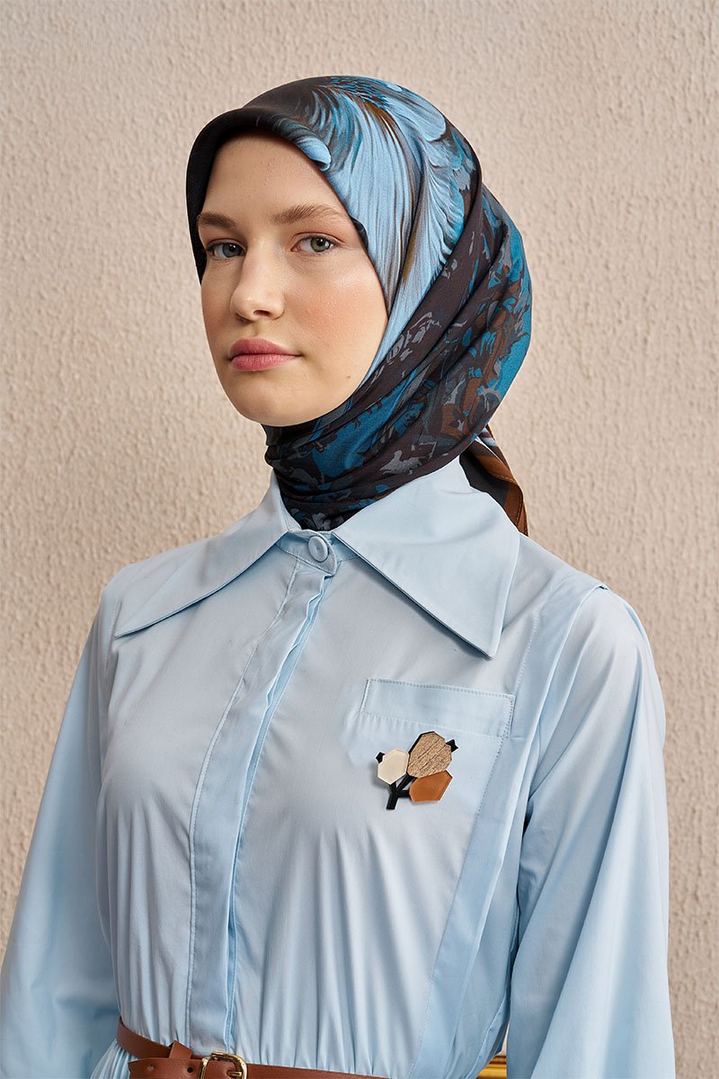 Vision Art Collection Mirage Eşarp -Kahverengi/Mavi - 2