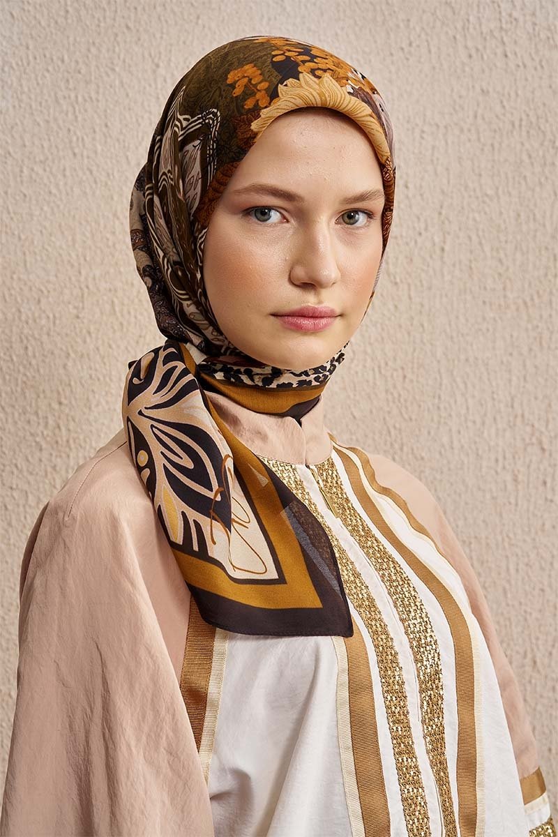 Vision Art Collection Mozaic Eşarp - Kahverengi/Bej - 1