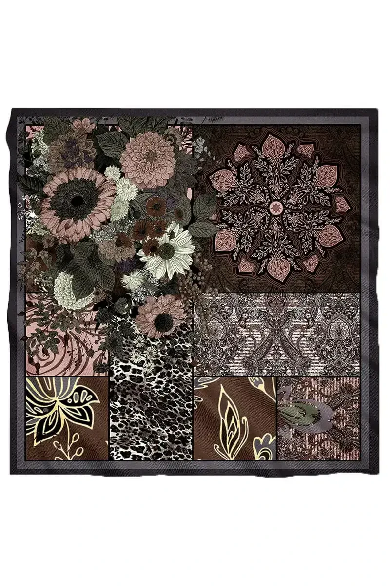 Vision Art Collection Mozaic Eşarp - Mor/Kahve - 5