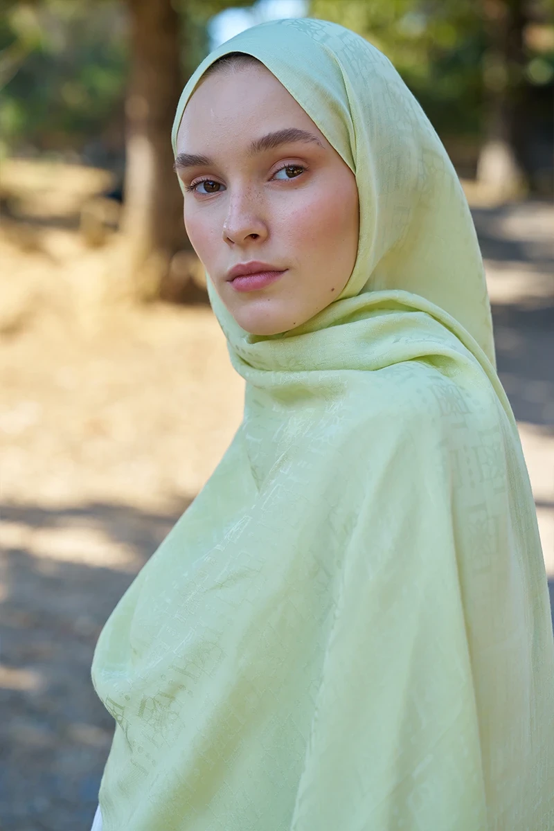 Welness Logo Desen Şal - Lime - 1