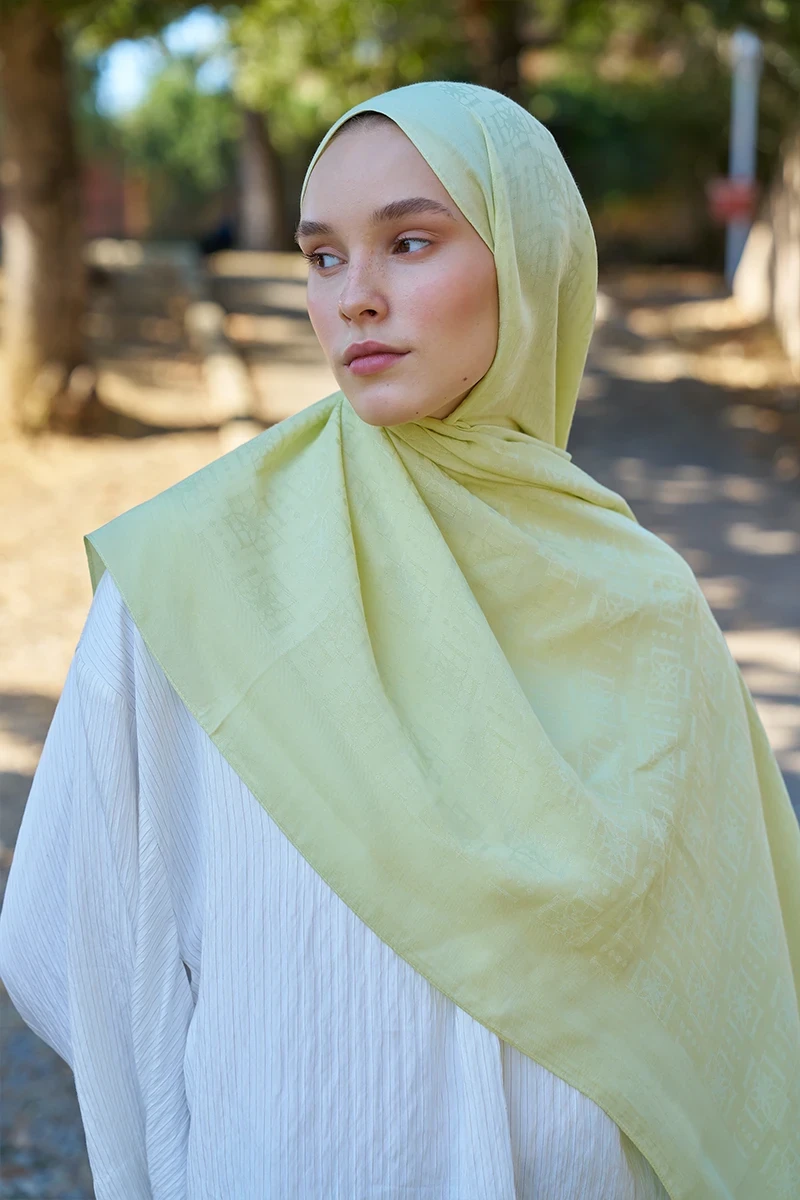 Welness Logo Desen Şal - Lime - 3
