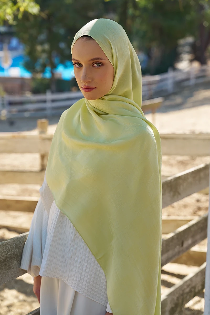 Welness Monogram Desen Şal - Lime - 1