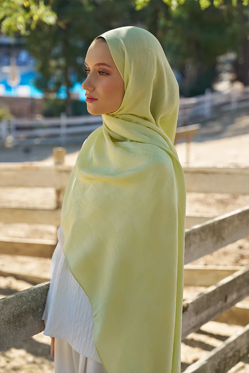 Welness Monogram Desen Şal - Lime - 2