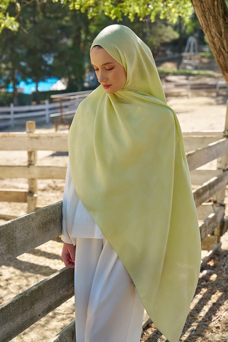 Welness Monogram Desen Şal - Lime - 3