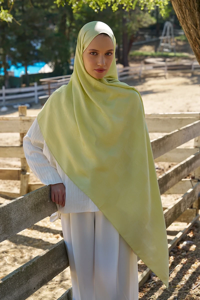 Welness Monogram Desen Şal - Lime - 4