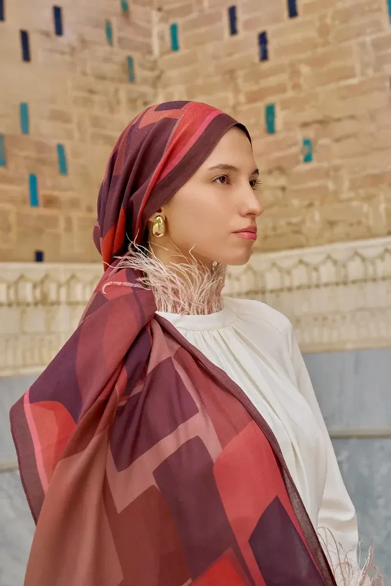 Wise Pamuk Modal Şal - Bordo - ED SCARF