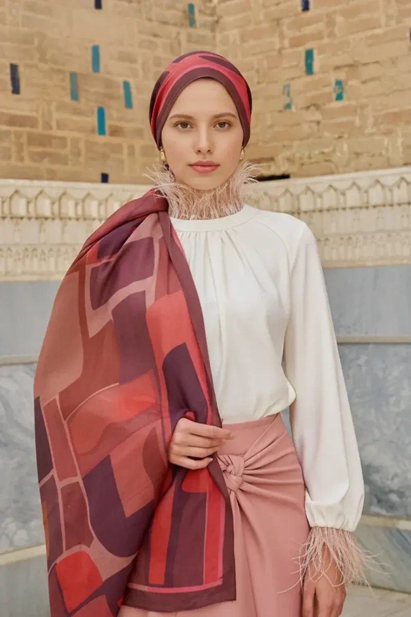 Wise Pamuk Modal Şal - Bordo - ED SCARF