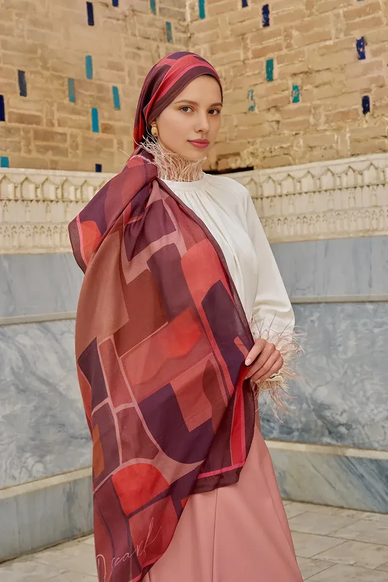 Wise Pamuk Modal Şal - Bordo - ED SCARF