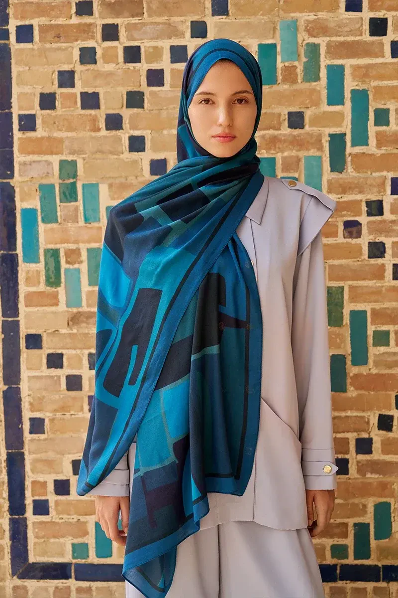 Wise Pamuk Modal Şal - Lacivert - ED SCARF