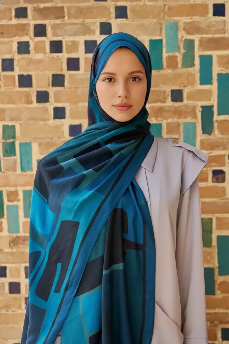 Wise Pamuk Modal Şal - Lacivert - 2