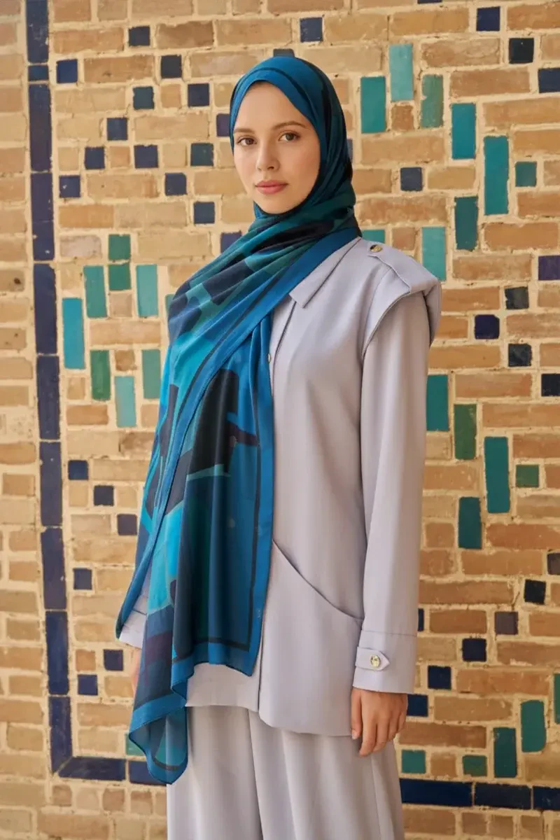 Wise Pamuk Modal Şal - Lacivert - ED SCARF