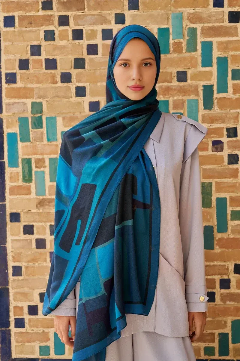 Wise Pamuk Modal Şal - Lacivert - 4