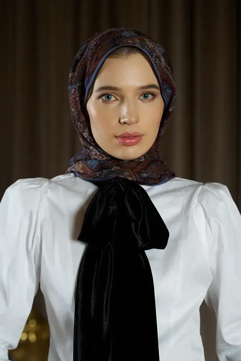Yün İpek Aurora Şal - Kahve - 5
