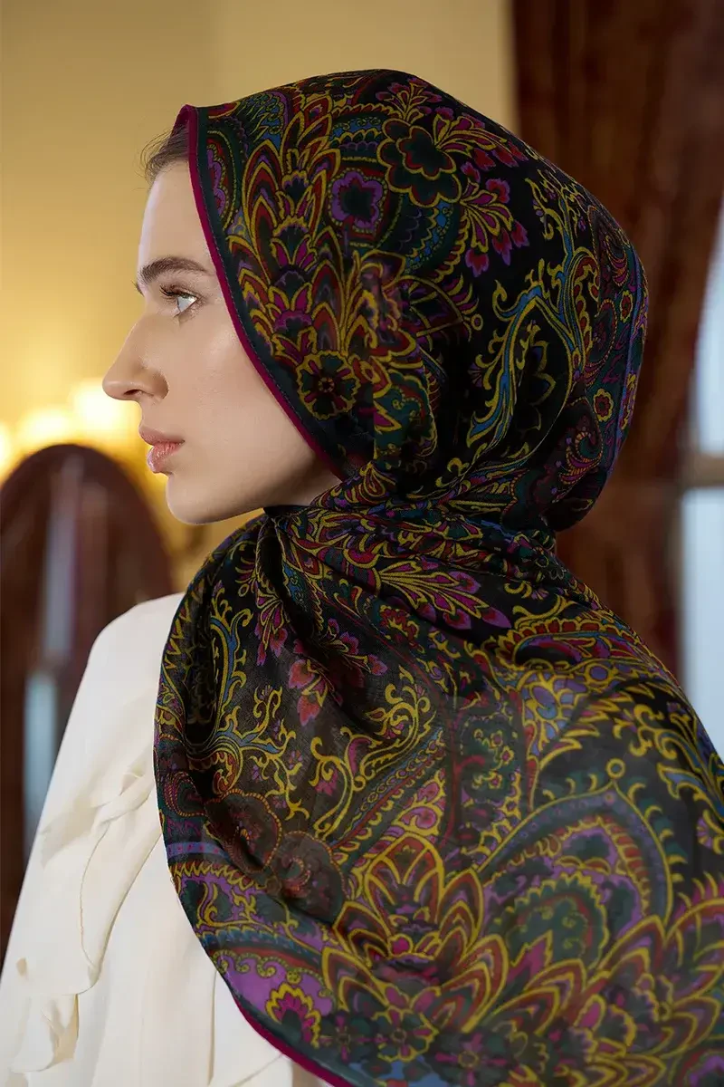 Yün İpek Celia Şal - Mor - 3