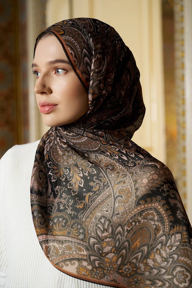 Yün İpek Celia Şal - Haki - 3
