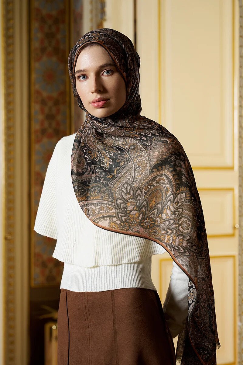 Yün İpek Celia Şal - Haki - ED Scarf