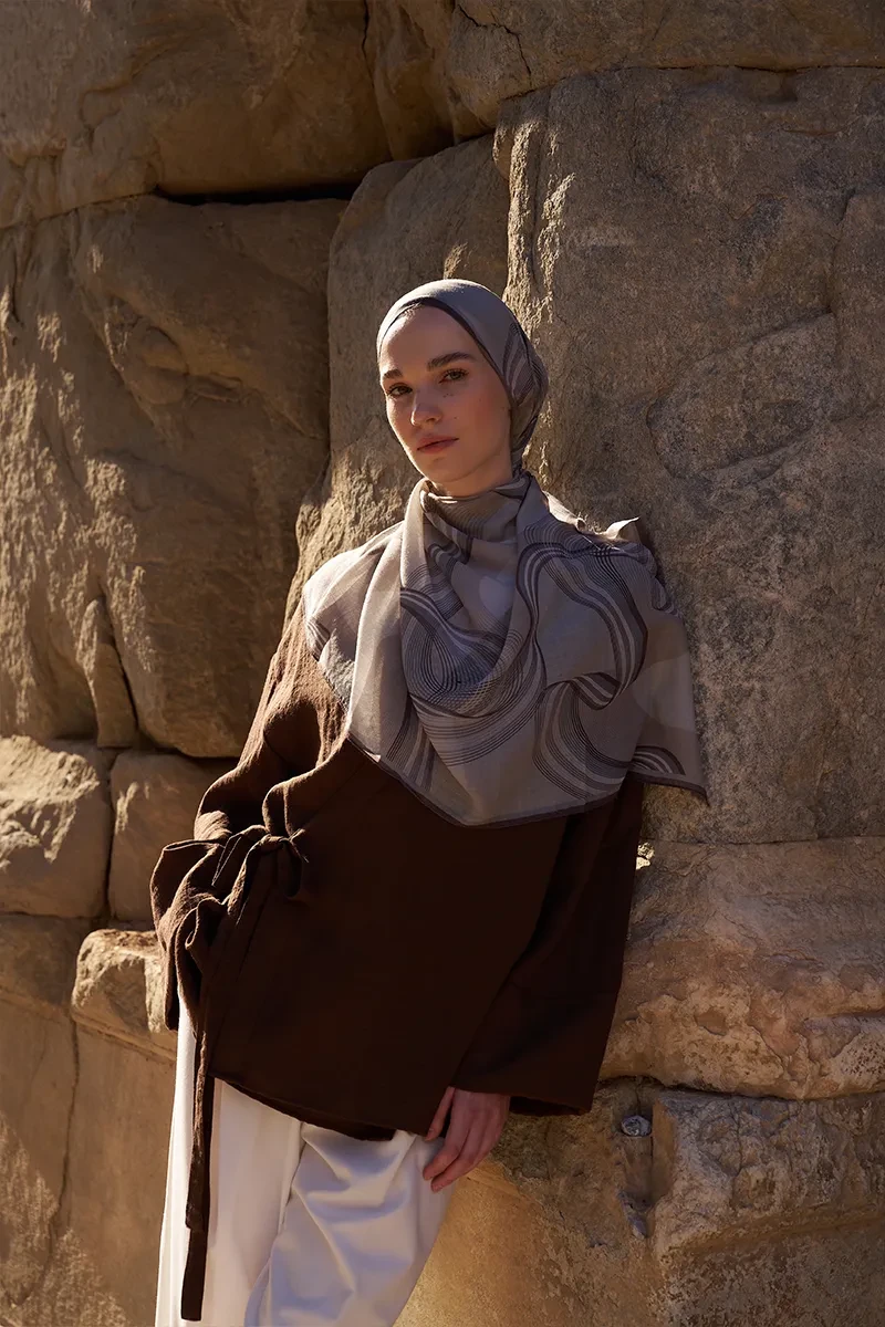 Yün İpek Icons Şal - Bej - 2