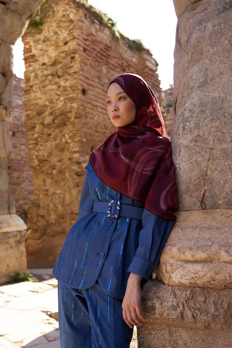 Yün İpek Icons Şal - Bordo - ED SCARF