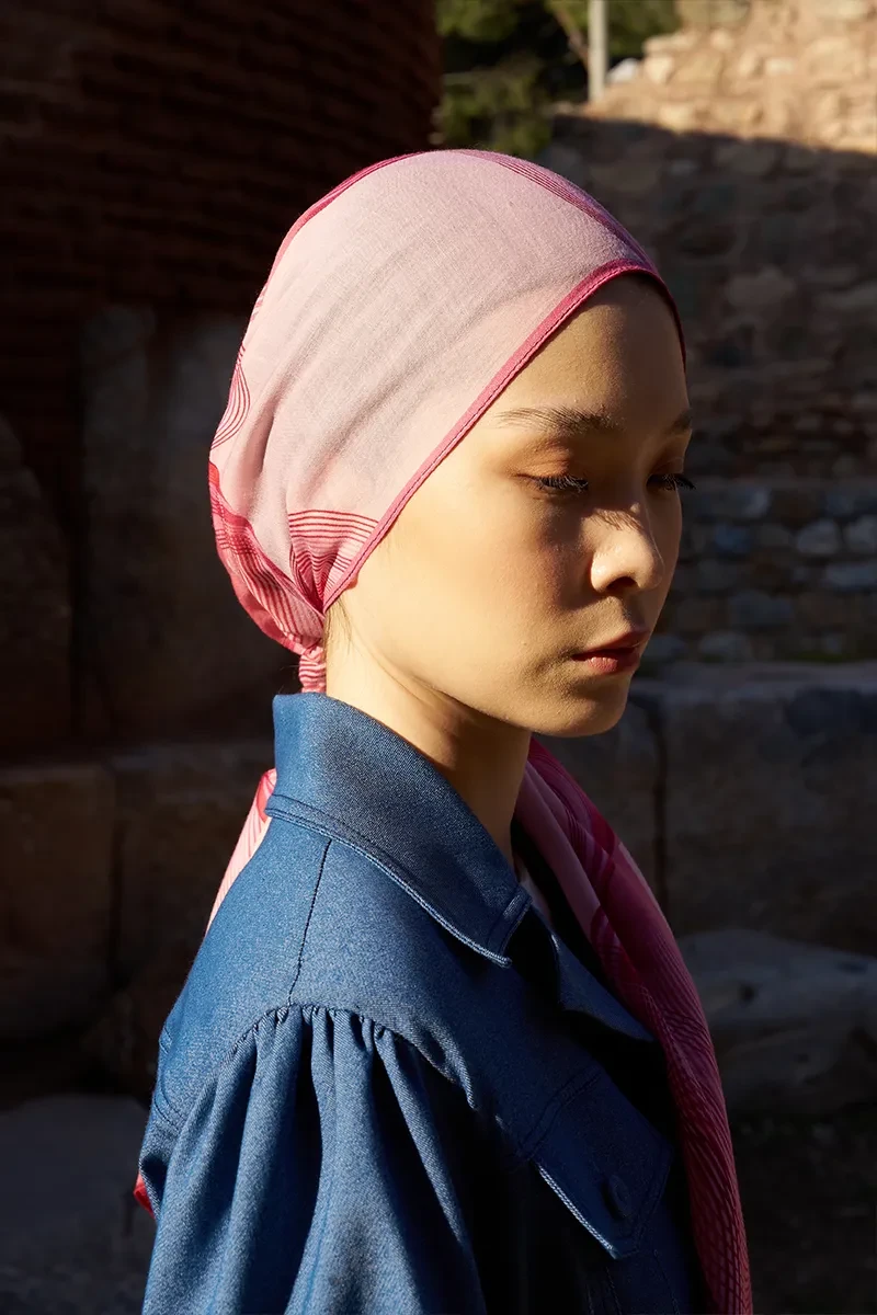 Yün İpek Icons Şal - Pembe - 1