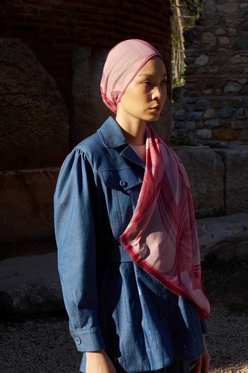 Yün İpek Icons Şal - Pembe - ED SCARF