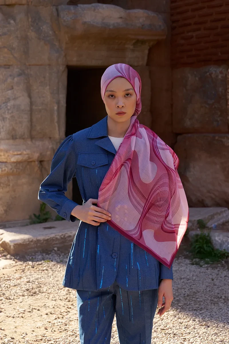 Yün İpek Icons Şal - Pembe - 4