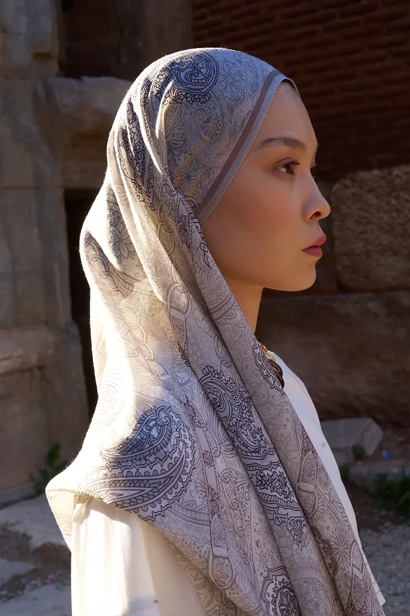 Yün İpek Landy Şal - Bej - ED SCARF