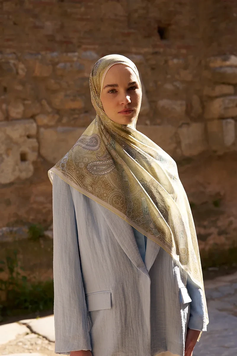 Yün İpek Landy Şal - Sarı - ED SCARF