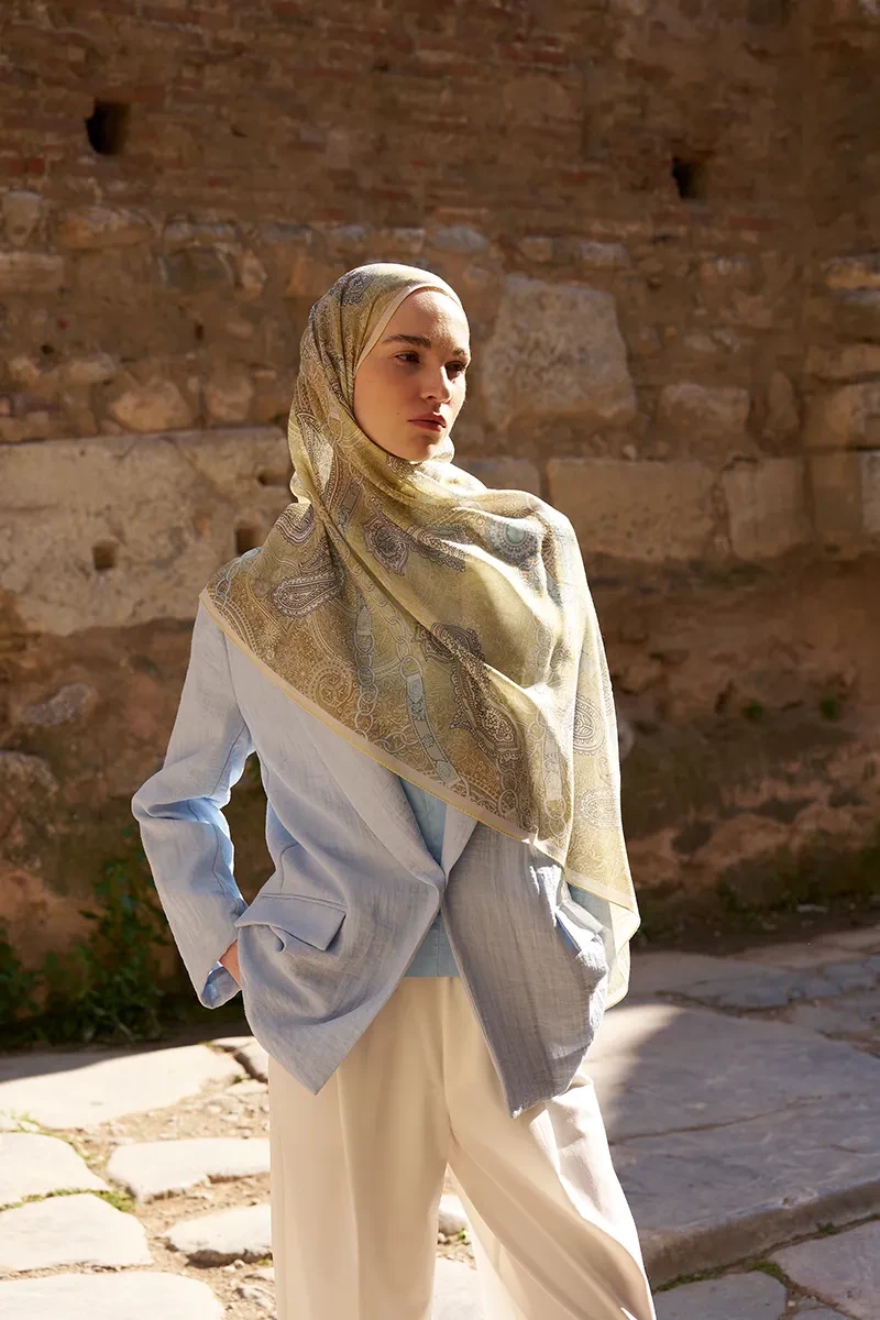 Yün İpek Landy Şal - Sarı - ED SCARF