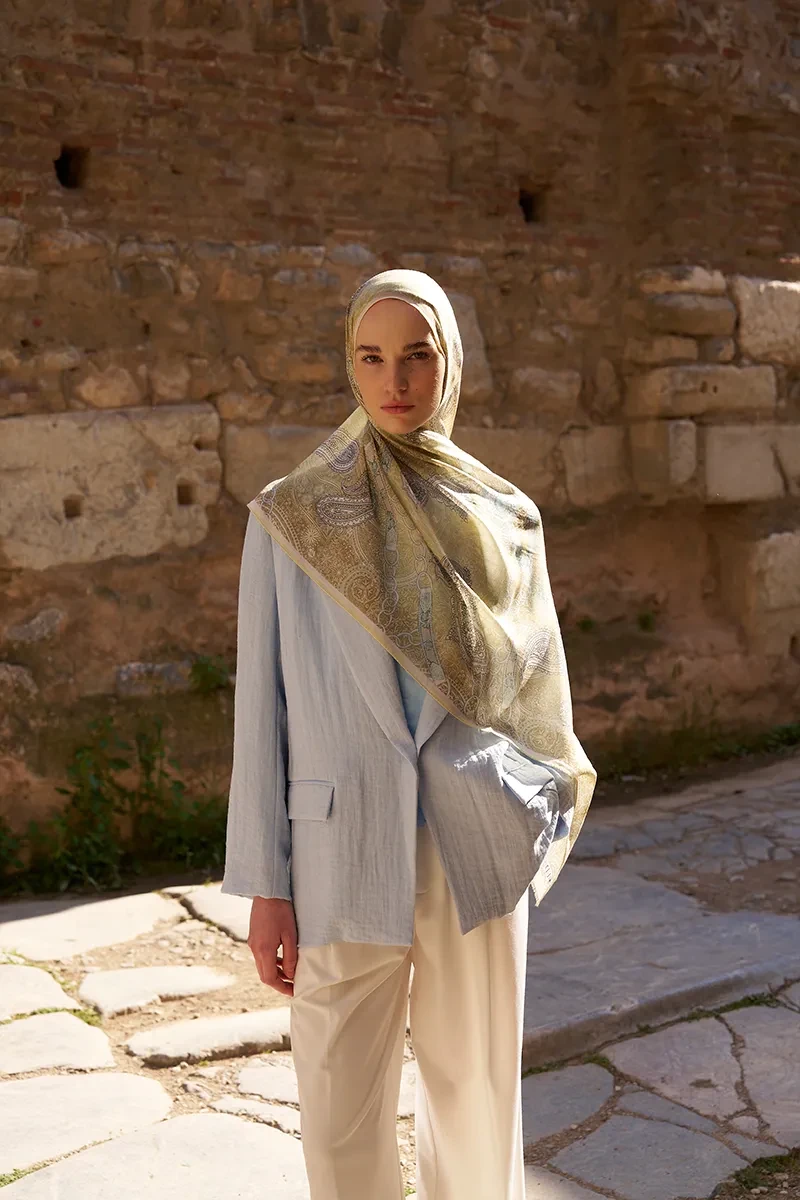 Yün İpek Landy Şal - Sarı - ED SCARF