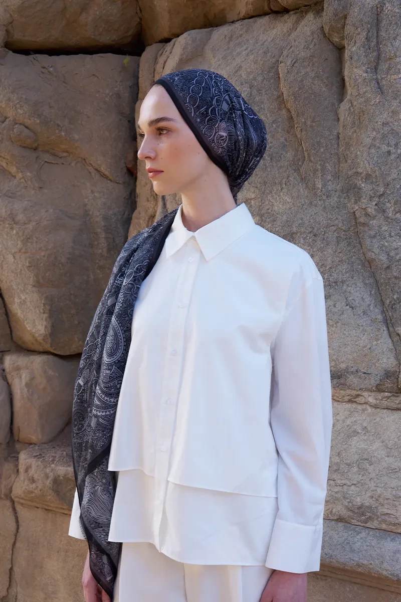 Yün İpek Landy Şal - Siyah - ED SCARF