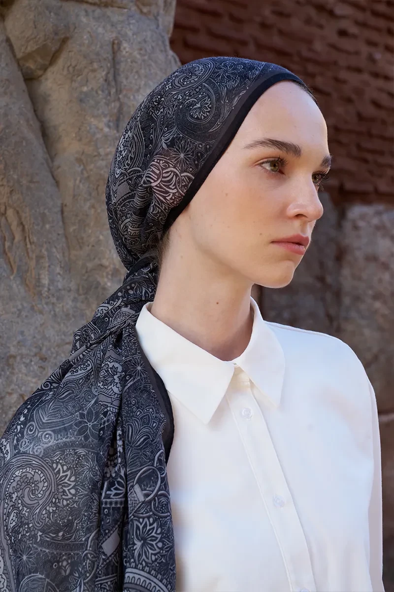 Yün İpek Landy Şal - Siyah - ED SCARF