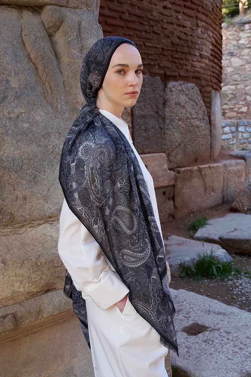 Yün İpek Landy Şal - Siyah - ED SCARF