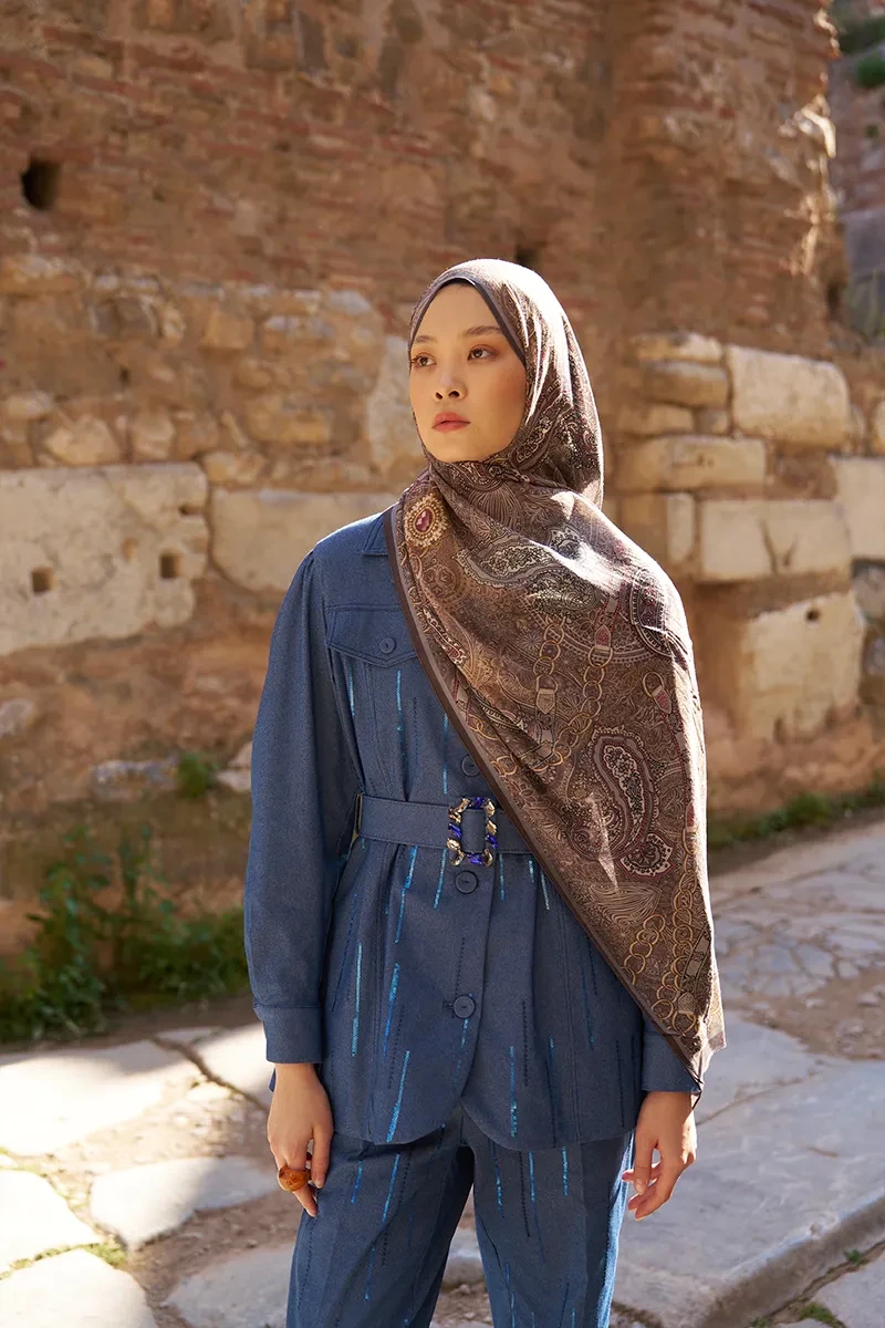 Yün İpek Landy Şal - Vizon - ED SCARF