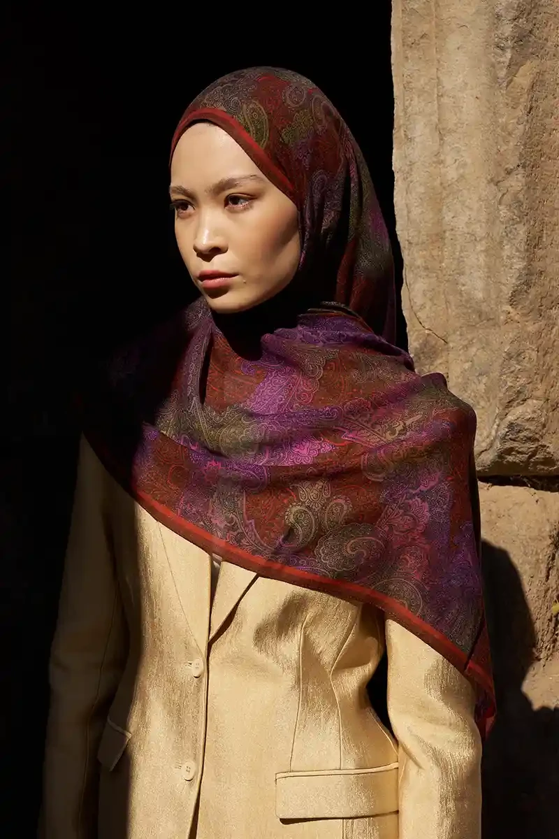 Yün İpek Liberty Şal - Kırmızı - ED SCARF